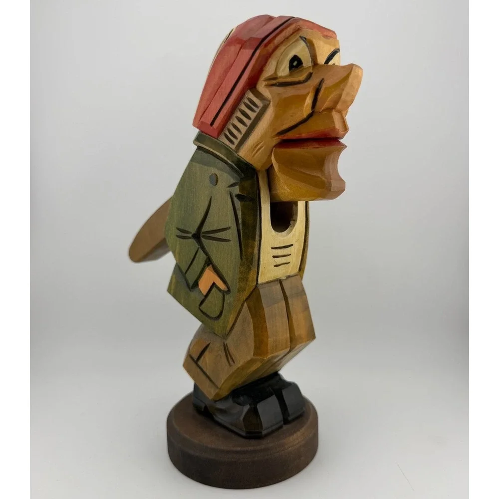 Vintage German Folk Art Wooden Nutcracker Hand Carved Art Lever